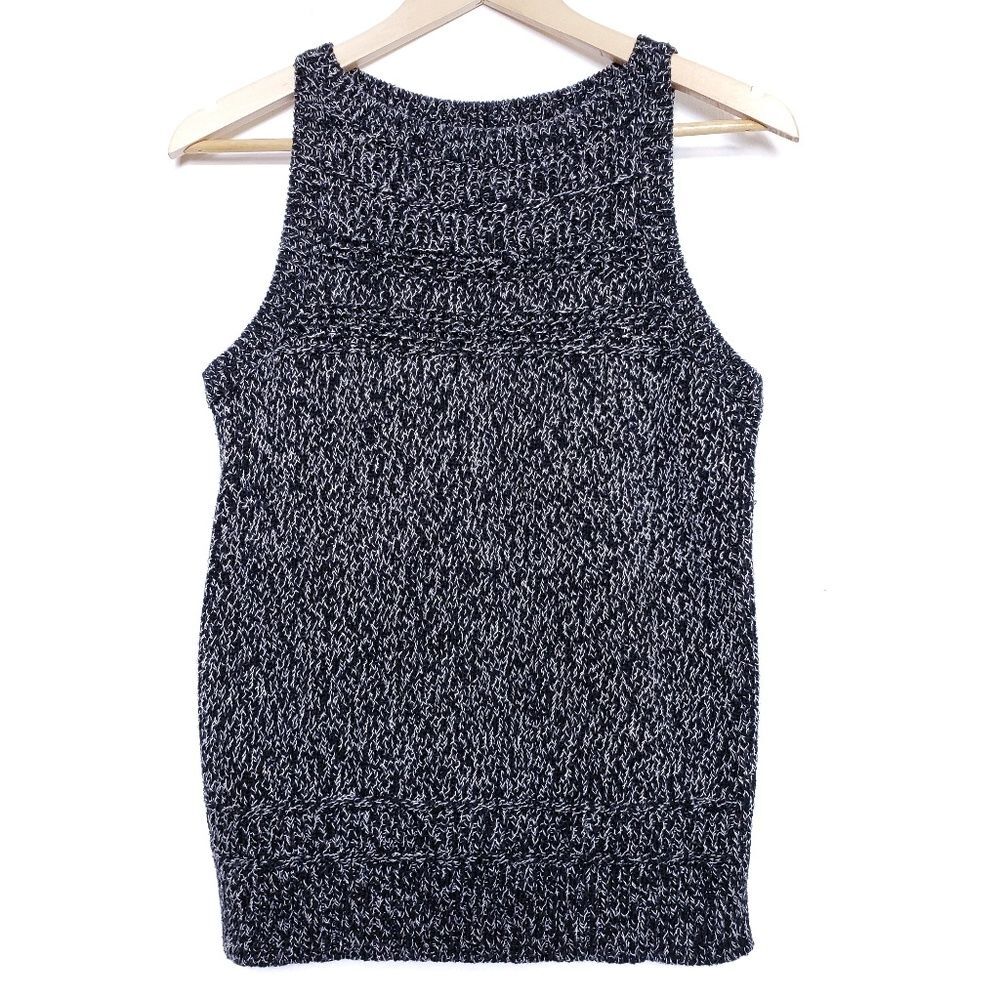 LOFT Sleeveless Knit Top Black White Size Medium